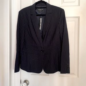 Pinstriped jacket.